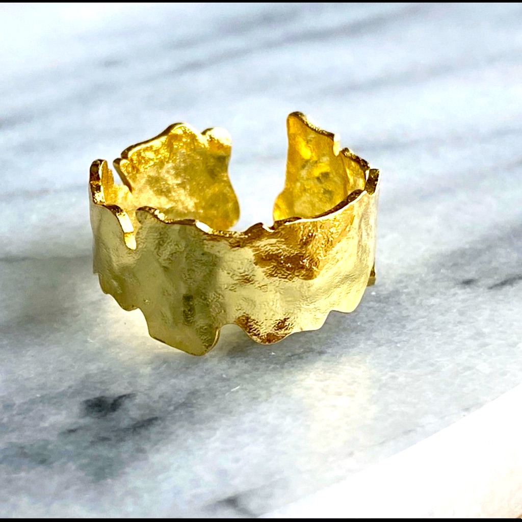 New 18k Gold Leaf Boho Ring 6.5+